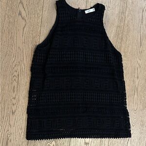 Vince Black Eyelit Lace Top